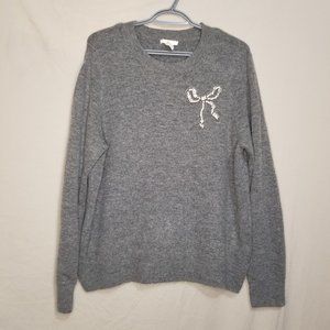 H&M Sweater Long Sleeve Bow Grey M